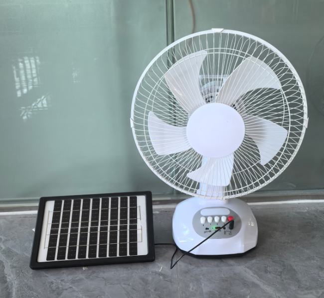 12 Inch White Solar Table Fan