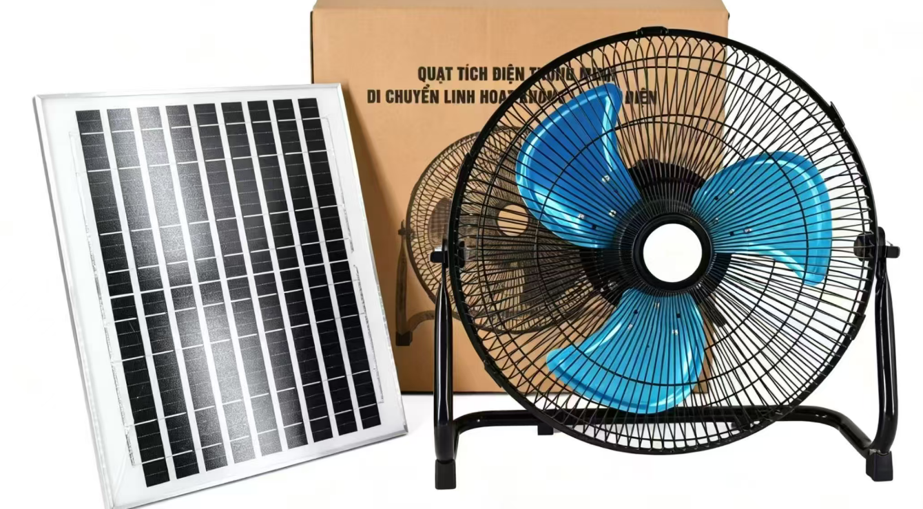 12 Inch Solar Floor Fan with Aluminum Blade Brushless Motor